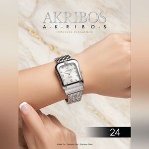 Akribos XXIV Silver Women's Stainless Steel Bracelet Watch